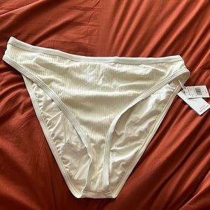 Good American Rib High Cut Sport Bottom Bikini Ivory NWT 6